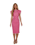 Delaney Pink Tweed Midi Dress