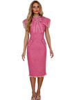 Delaney Pink Tweed Midi Dress