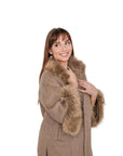 Daphne Taupe wool/cashmere Fur trimmed Coat