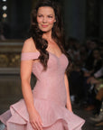 Andarta Blush Crinoline Off the Shoulder Tiered Drop Waist Gown