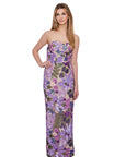 Danielle Strapless Lavender Floral Sequin Gown