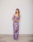 Danielle Strapless Lavender Floral Sequin Gown