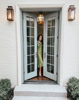 Dalena Long Sleeve Olive Green Midi Sweater Dress