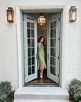 Dalena Long Sleeve Olive Green Midi Sweater Dress