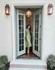 Dalena Long Sleeve Olive Green Midi Sweater Dress