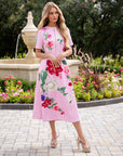 Destiny Pink Floral Midi Dress