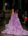 Anaisa Lavender Fitted Silk Bodice Gown With Silk Flowered Train