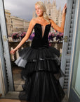 Alectrona Black and White Velvet and Crinoline Gown
