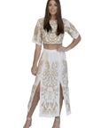 Cleo White Embroidered Two-Piece Maxi Set