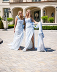Esme Light Blue Silk Chiffon One Shoulder Gown