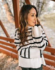 Desiree Black and White Turtleneck Oversized Sweater