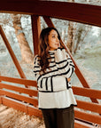 Desiree Black and White Turtleneck Oversized Sweater