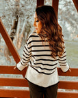 Desiree Black and White Turtleneck Oversized Sweater