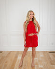 Elizabeth Red two piece knit skirt set
