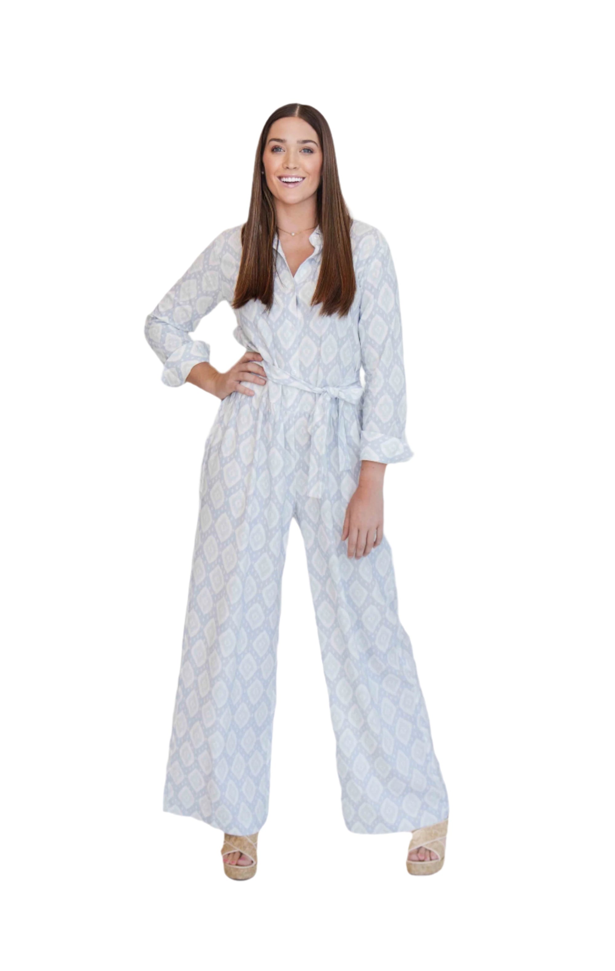 Claire Blue Geometric Jumpsuit