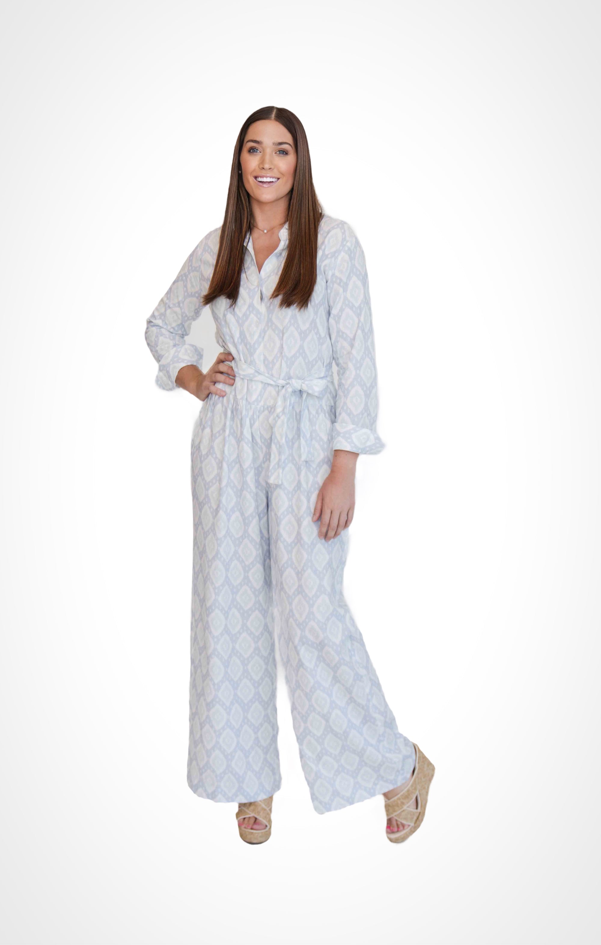 Claire Blue Geometric Jumpsuit