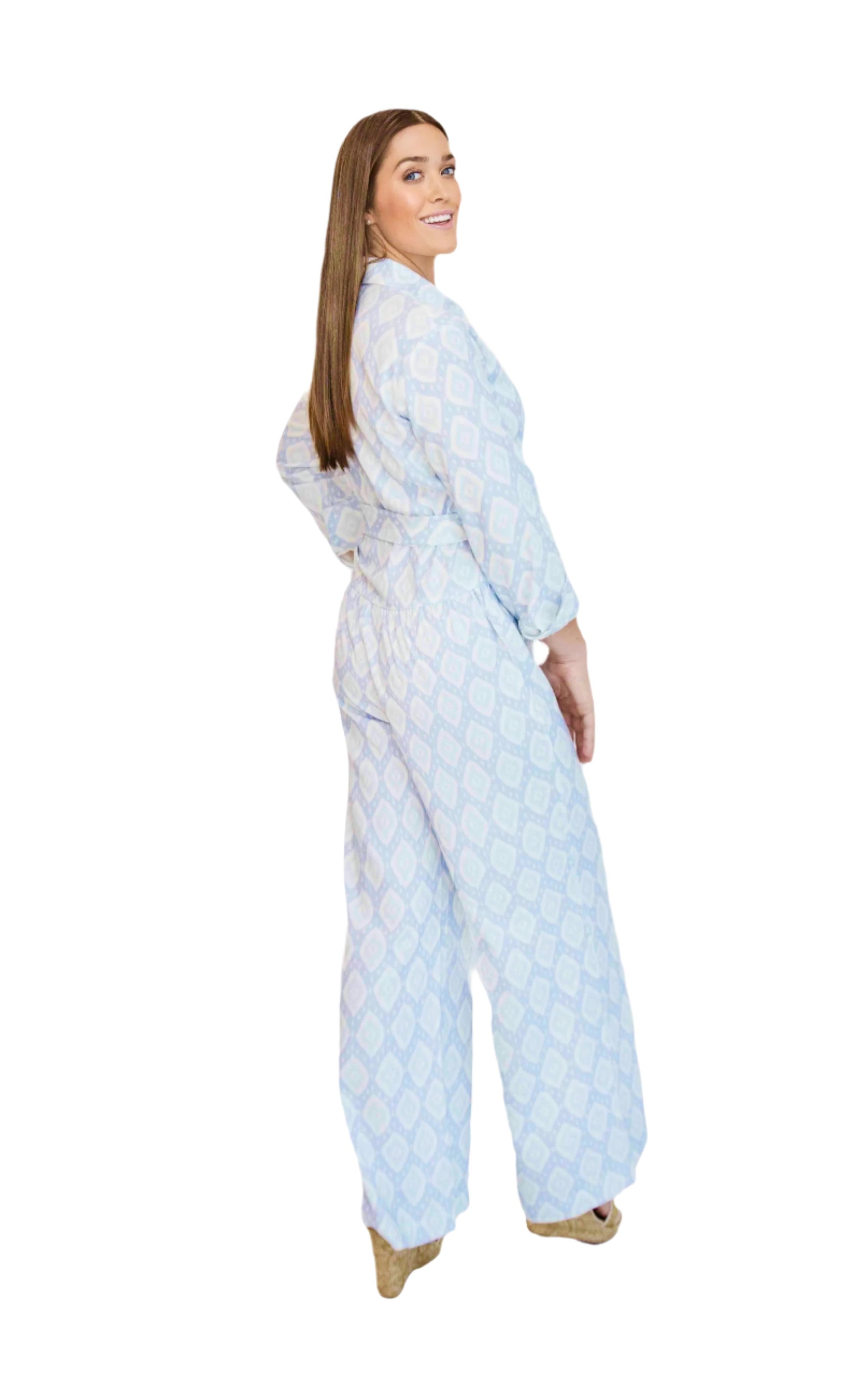 Claire Blue Geometric Jumpsuit