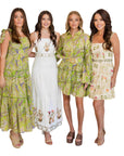 Willow Green Paisley Long Sleeve Mini Tiered Dress