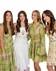 Willow Green Paisley Long Sleeve Mini Tiered Dress