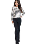 Danielle Black and White Cardigan with Gold Buttons
