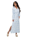 Cathleen Blue Geometric Maxi Shirt Dress