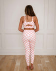 Carina Pink and White Checkered Two Piece Yoga Set