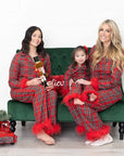 Christiana Girls Plaid Pajamas with removable feather trim