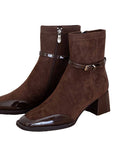 Ella Brown Suede and Patent short boot