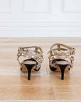 Elsa Strappy Studded Black and Taupe patent heel