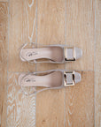 Ellie Taupe Patent Ankle strap low heel