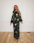 Eliana Black Floral Satin Pant