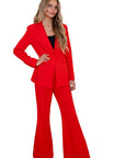 Evelyn Crepe Red two piece pant suit