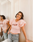 Hugs & Kisses Puff Short sleeve Pink Top