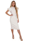 Delaney Beige Tweed Midi Dress