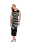 Darcy Black and Cream Striped Sleeveless Sweater Dress