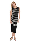 Darcy Black and Cream Striped Sleeveless Sweater Dress