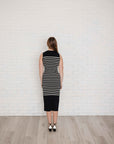 Darcy Black and Cream Striped Sleeveless Sweater Dress