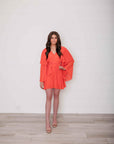 Dani Coral Pleated Mini Dress