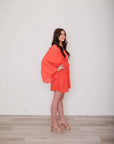 Dani Coral Pleated Mini Dress