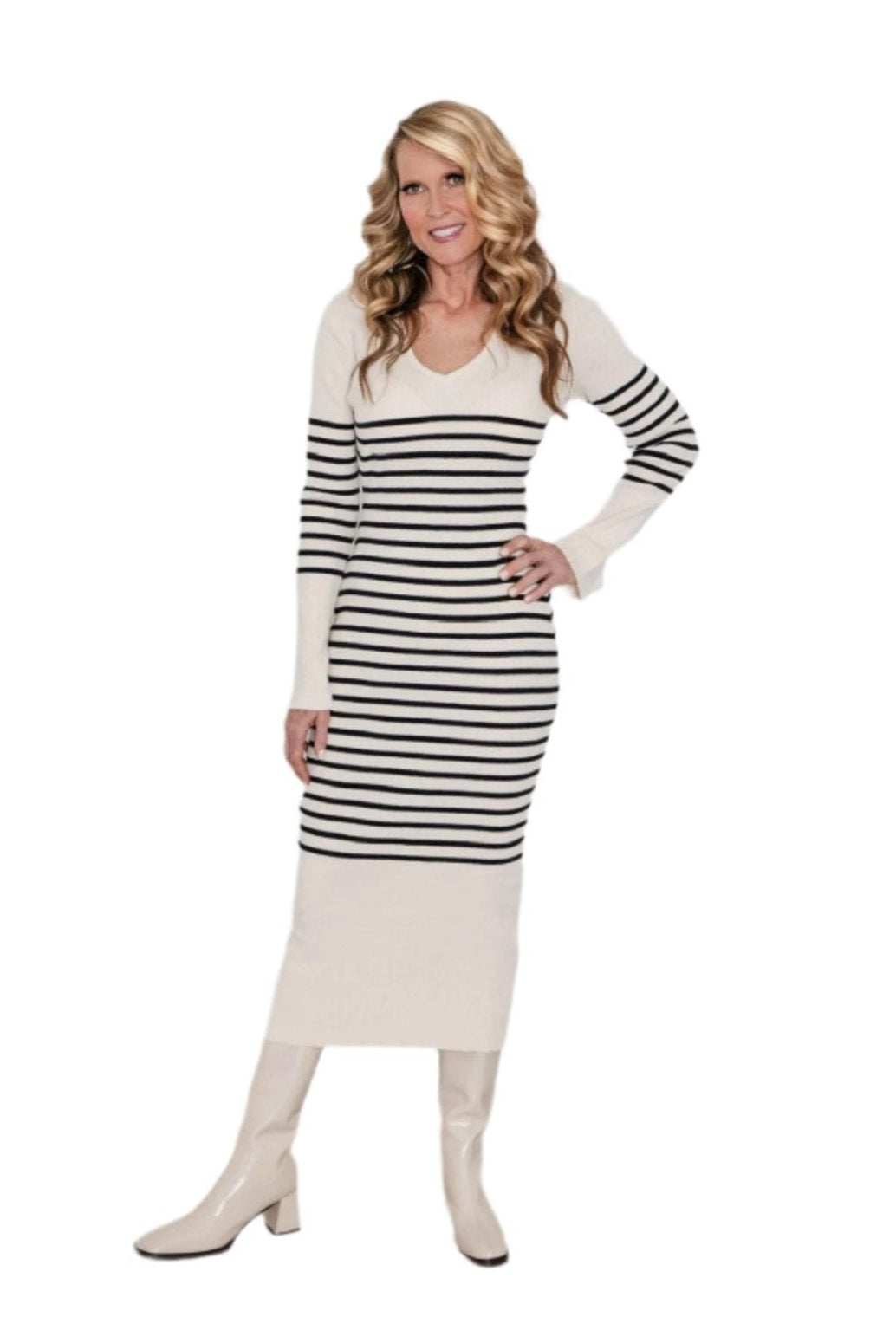 chinese dress ladies Drew Long Sleeve Midi Sweater Dress M