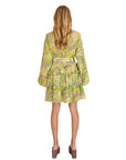 Willow Green Paisley Long Sleeve Mini Tiered Dress