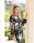 Everly Black Floral Midi bodycon dress
