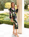 Everly Black Floral Midi bodycon dress