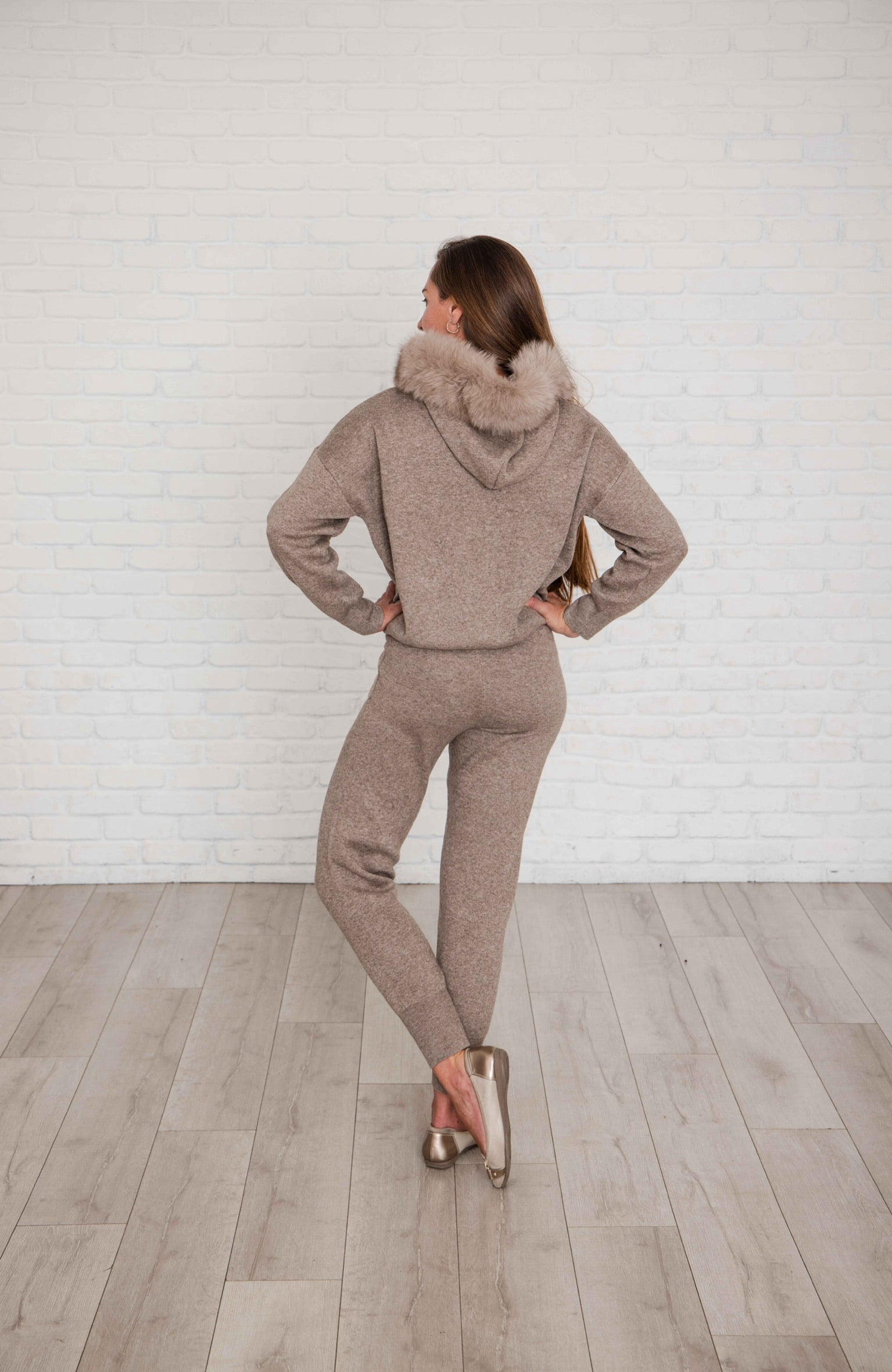 Darla fur trimmed hooded lounge suit