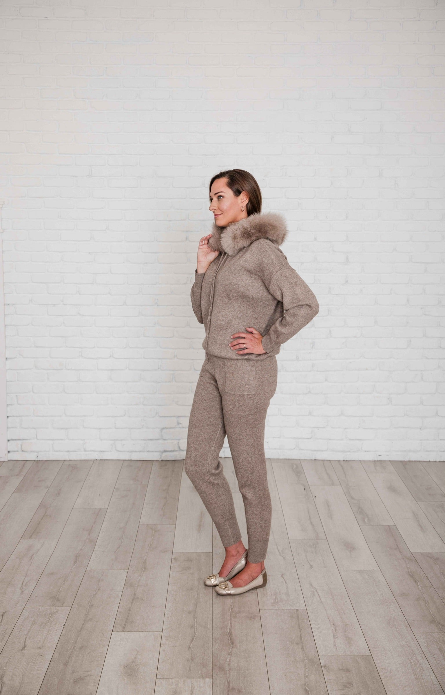 Darla fur trimmed hooded lounge suit