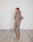 Darla fur trimmed hooded lounge suit