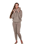 Darla fur trimmed hooded lounge suit