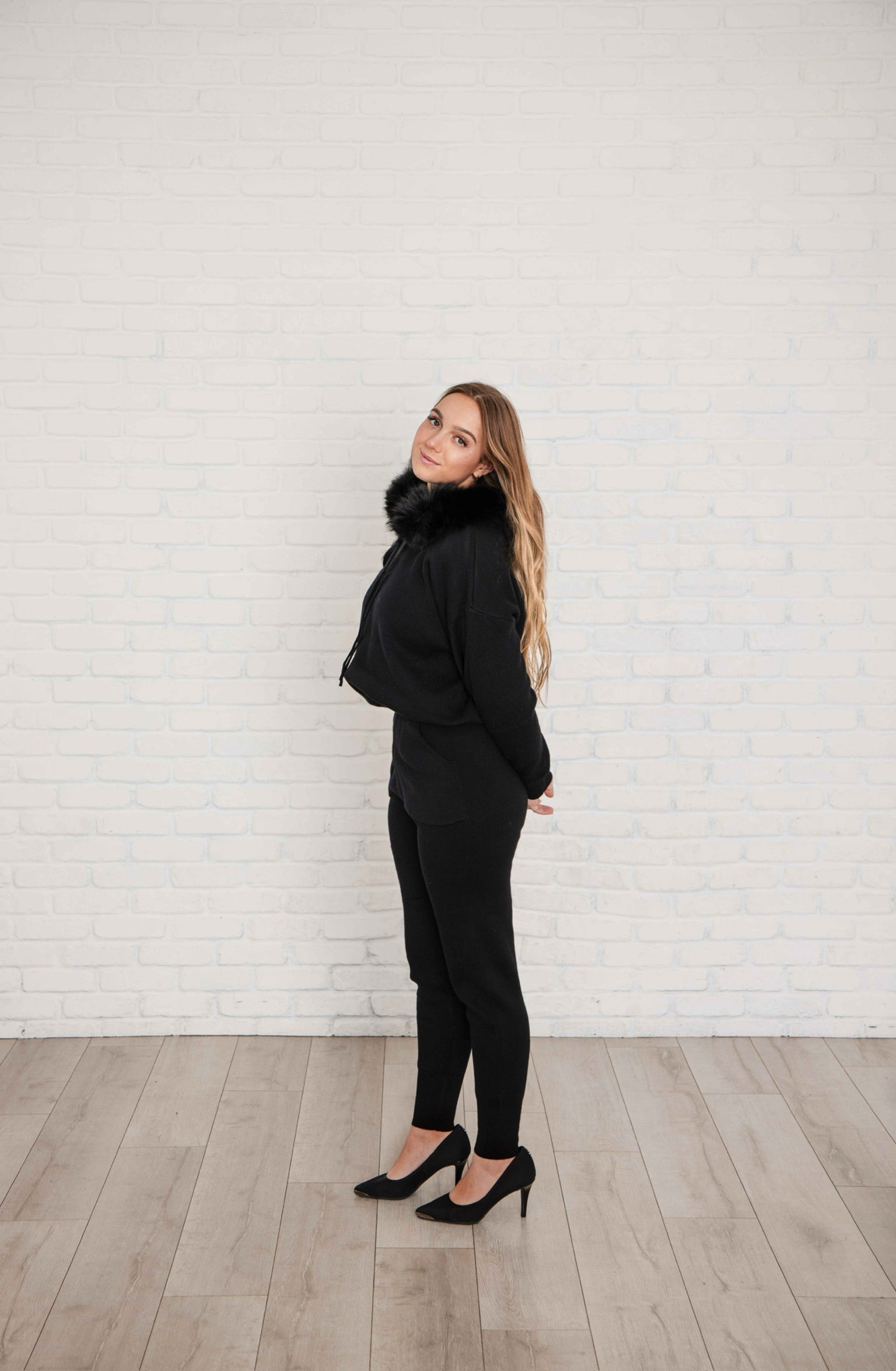 Darla fur trimmed hooded lounge suit