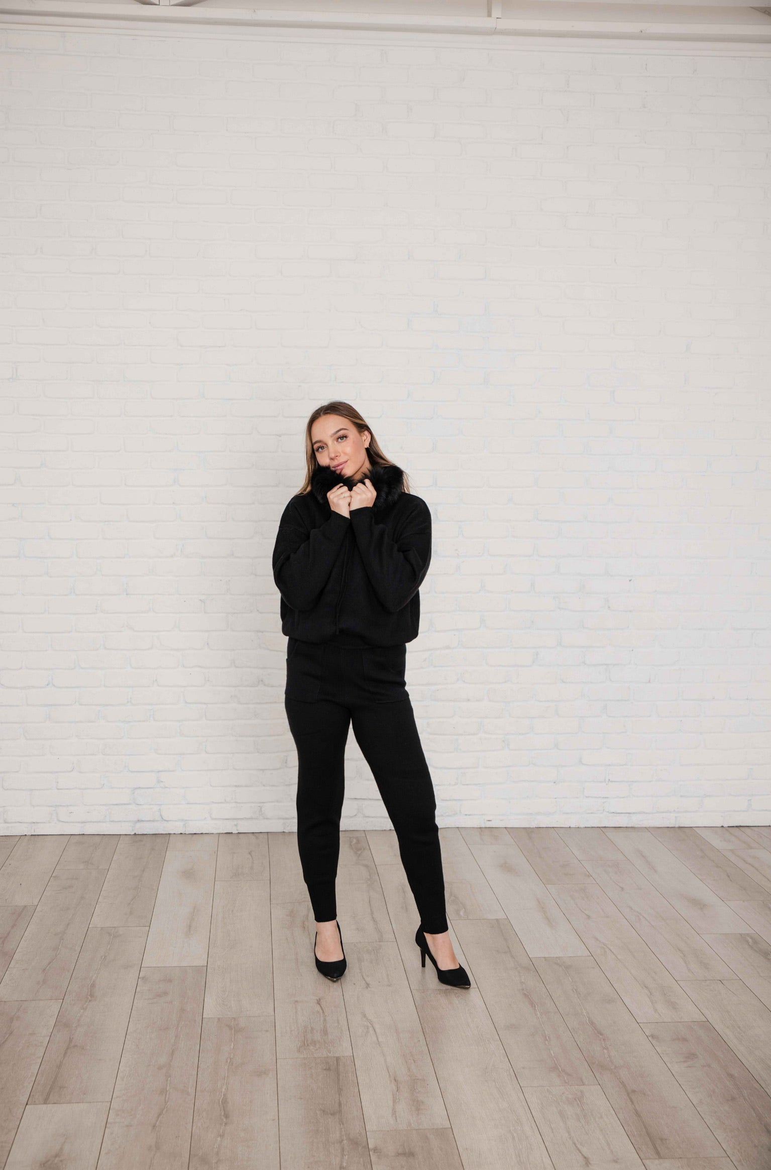 Darla fur trimmed hooded lounge suit