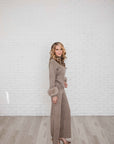 Deandra loungewear with fur trimmed sleeve